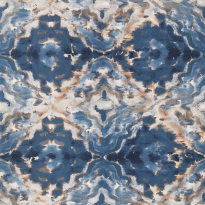 Clarke & Clarke Aqueous Wallpaper in Midnight/Spice